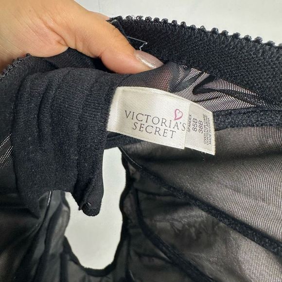 Y2K 00S VICTORIA'S SECRET CORSET Bustier Black Lace opaque womens 38B - Picture 4 of 6